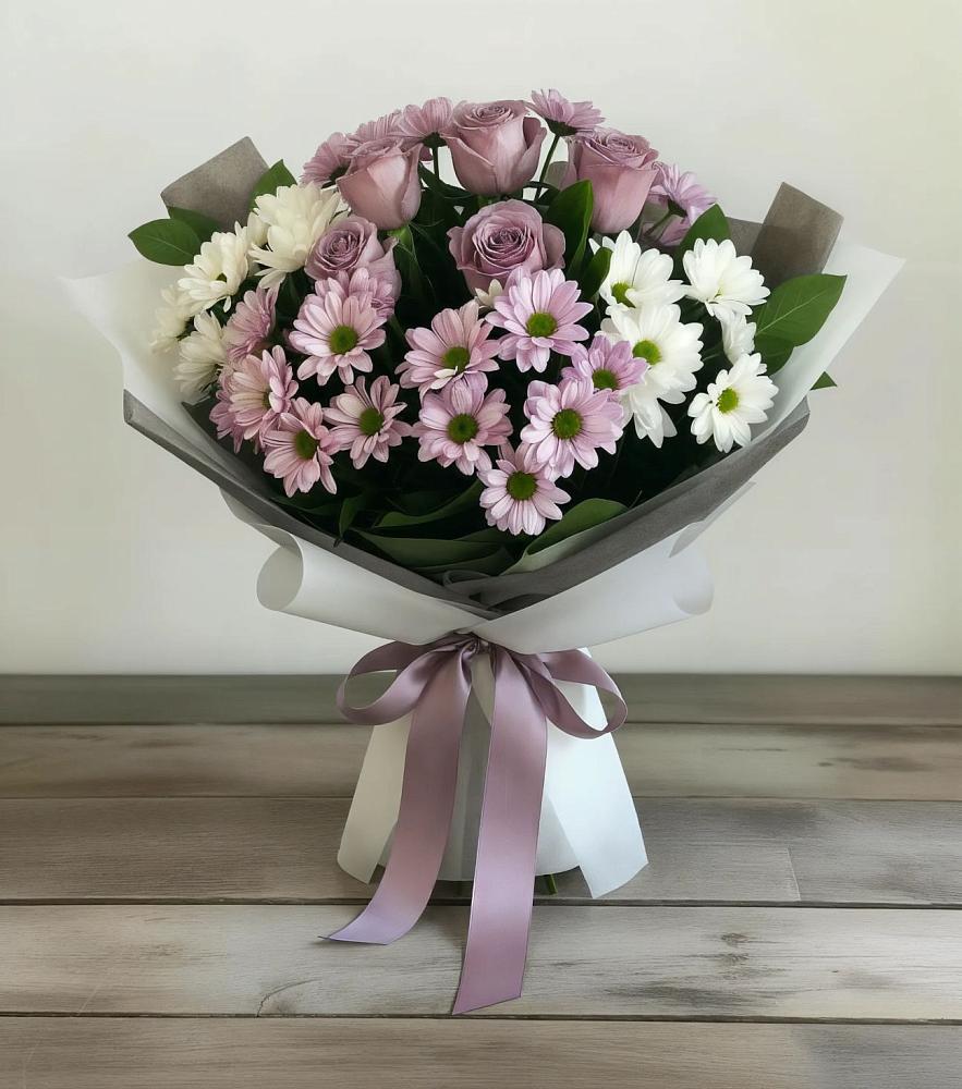 Букет цветов из: Хризантемы и Розы в Нефедово
