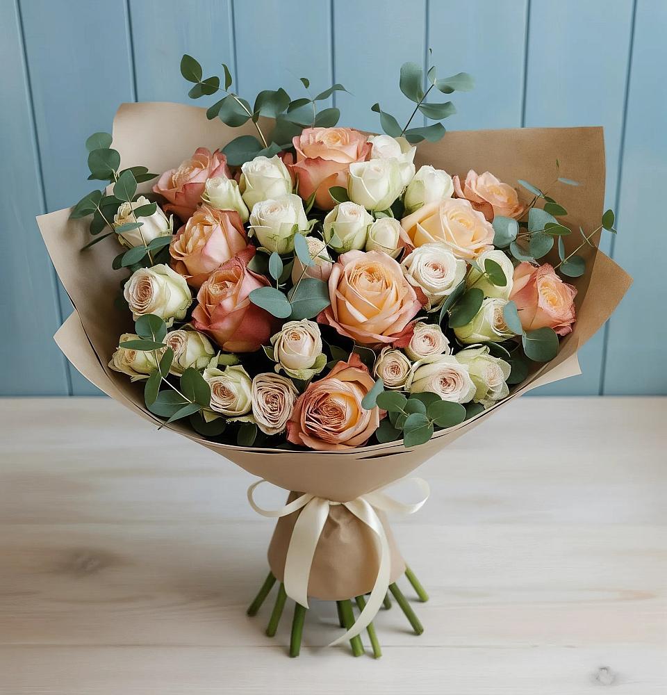 Букет цветов из: Альстромерии и Розы в Нефедово