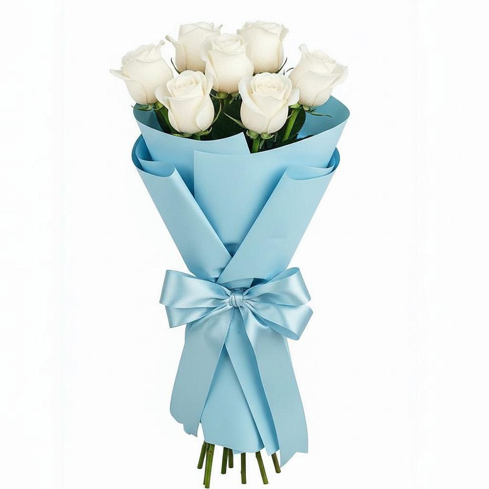 Букет 7 белых роз Проуд в Нефедово