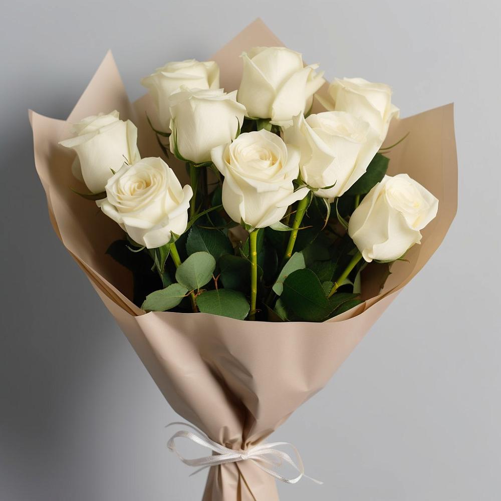 Букет 9 Белых роз Эдлесс Лав в Нефедово