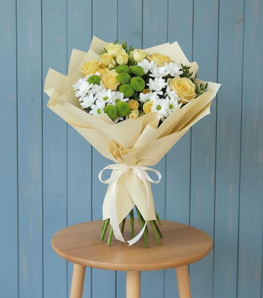 Букет цветов из: Хризантемы и Розы в Нефедово