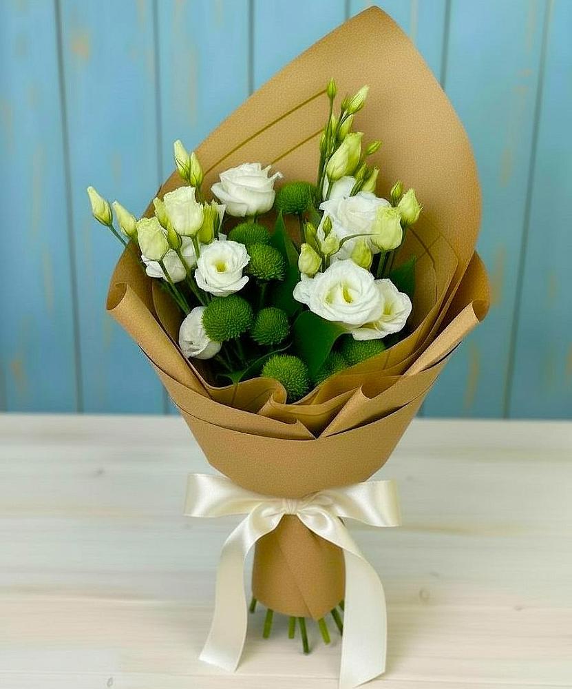 Букет цветов из: Хризантемы и Лизиантусы в Нефедово