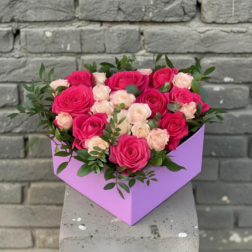 Цветочная композиция из Розы в коробке в Нефедово