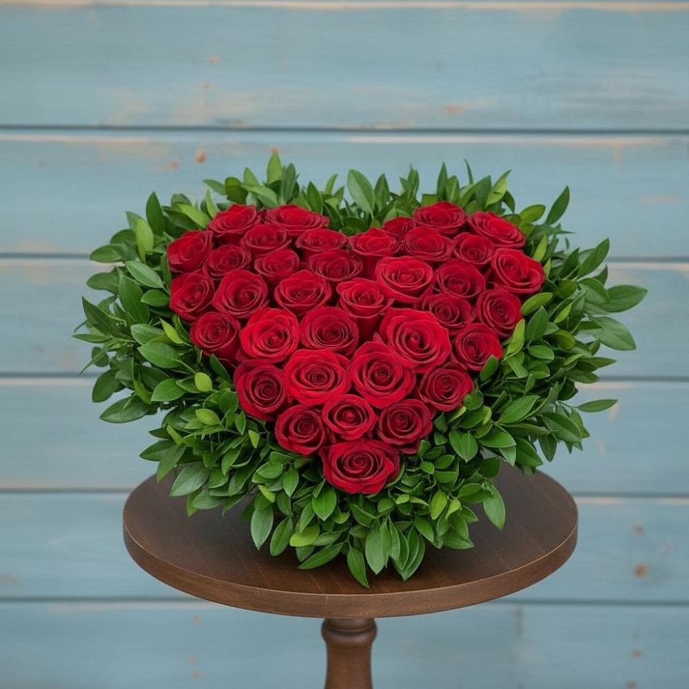 Цветочная композиция из Розы в виде сердца в Нефедово