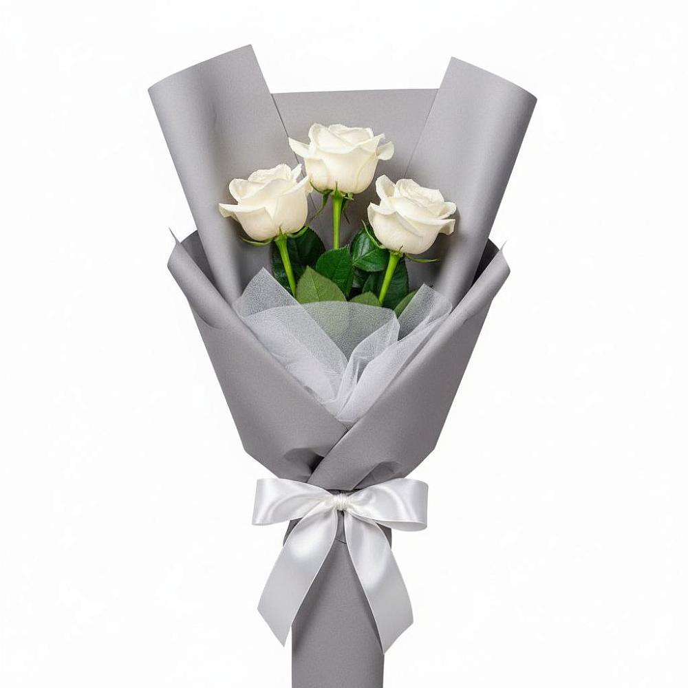 Букет 3 белые розы в Нефедово
