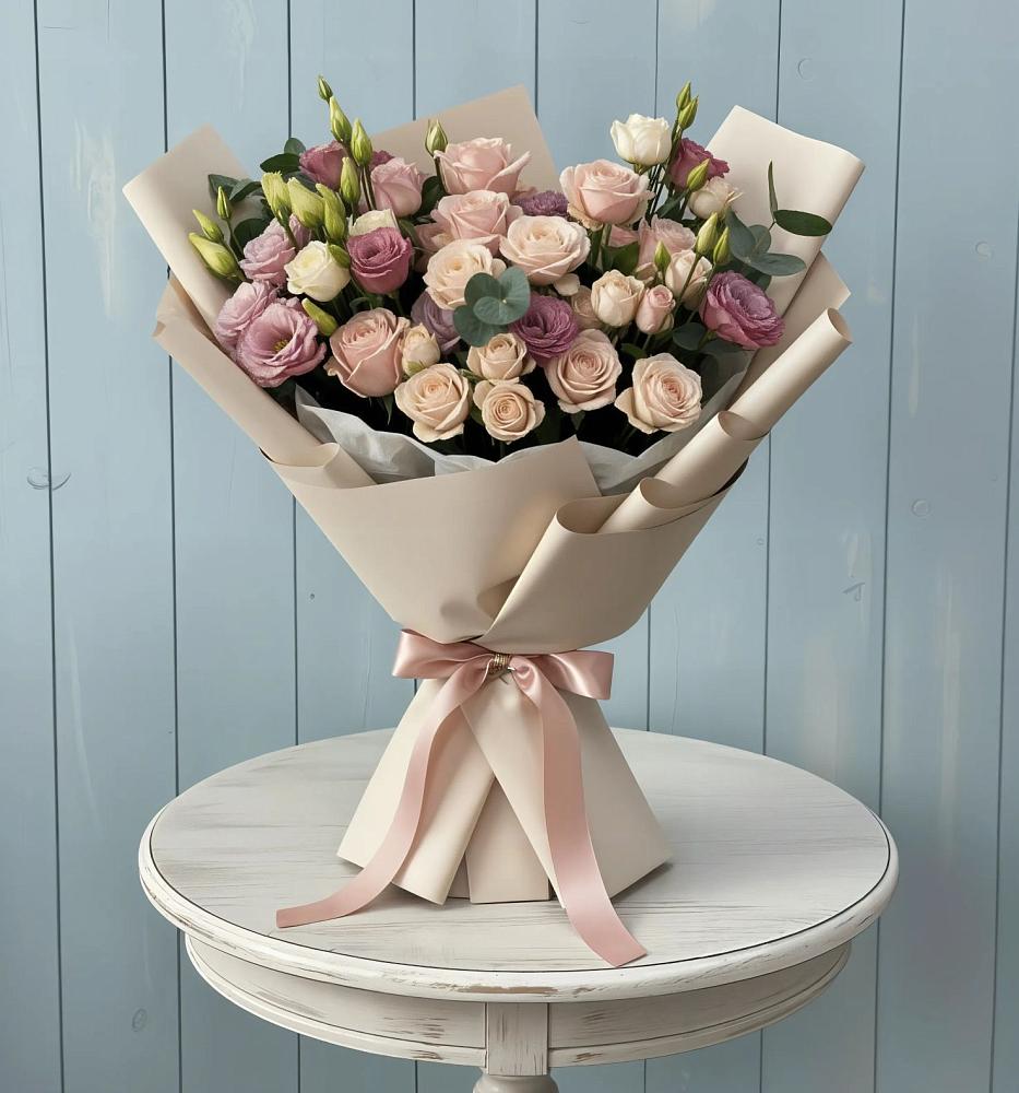 Букет цветов из: Розы и Лизиантусы в Нефедово