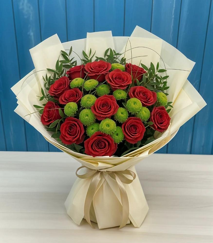 Букет цветов из: Розы и Хризантемы в Нефедово