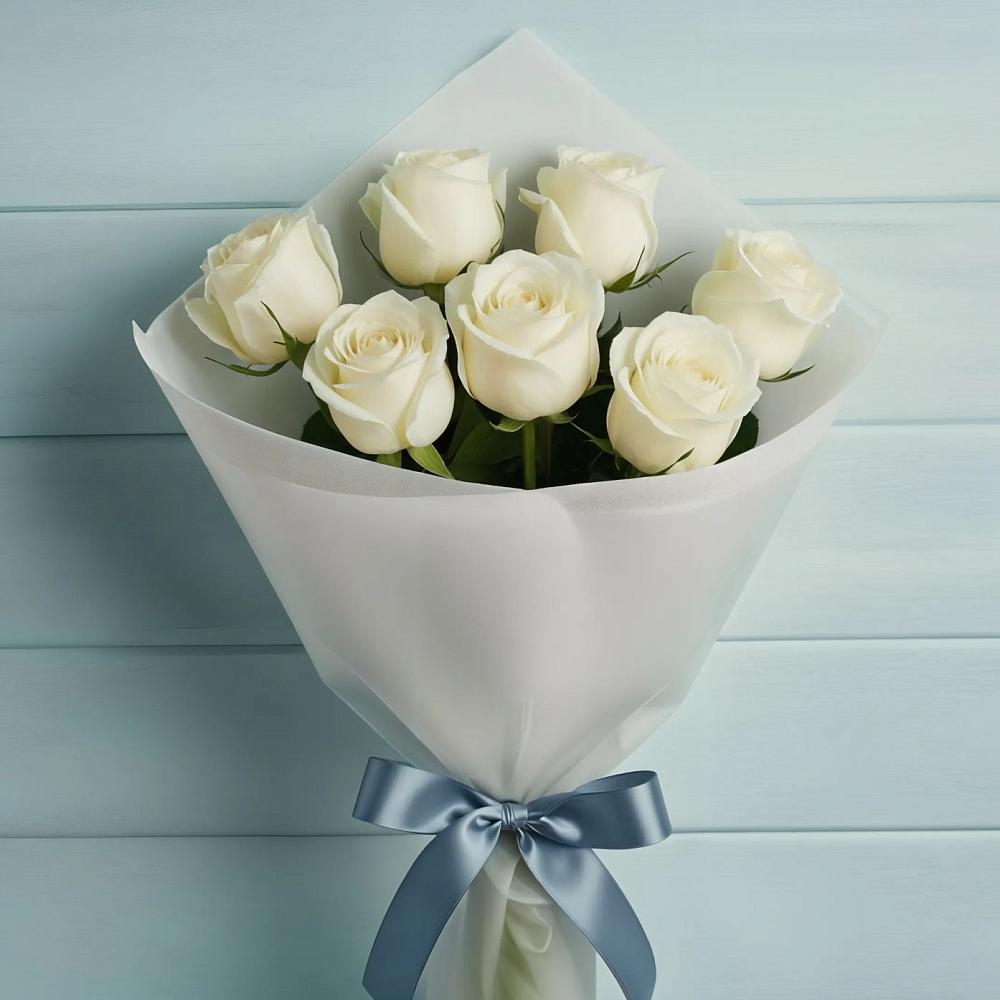 Букет 7 Белых роз Эдлесс Лав в Нефедово